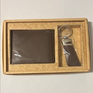 Brown Leather Wallet and Keychain Set hand made